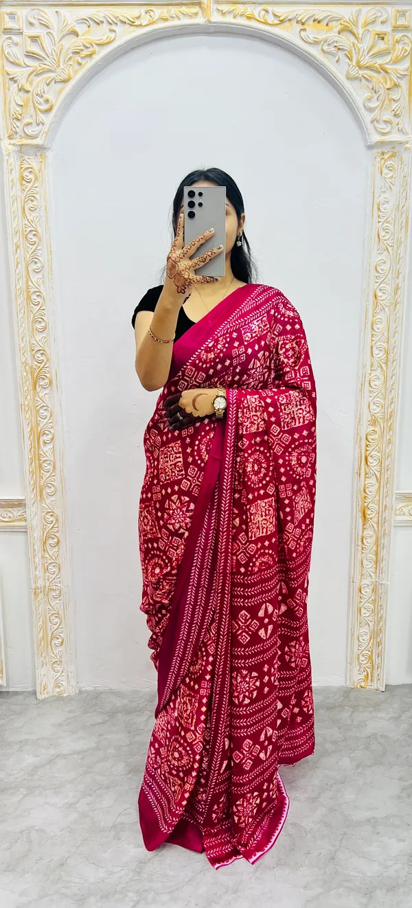 Premium_Ajrakh_Model_Silk_Saree_For_Women_New_Ajrakh_Saree
Women