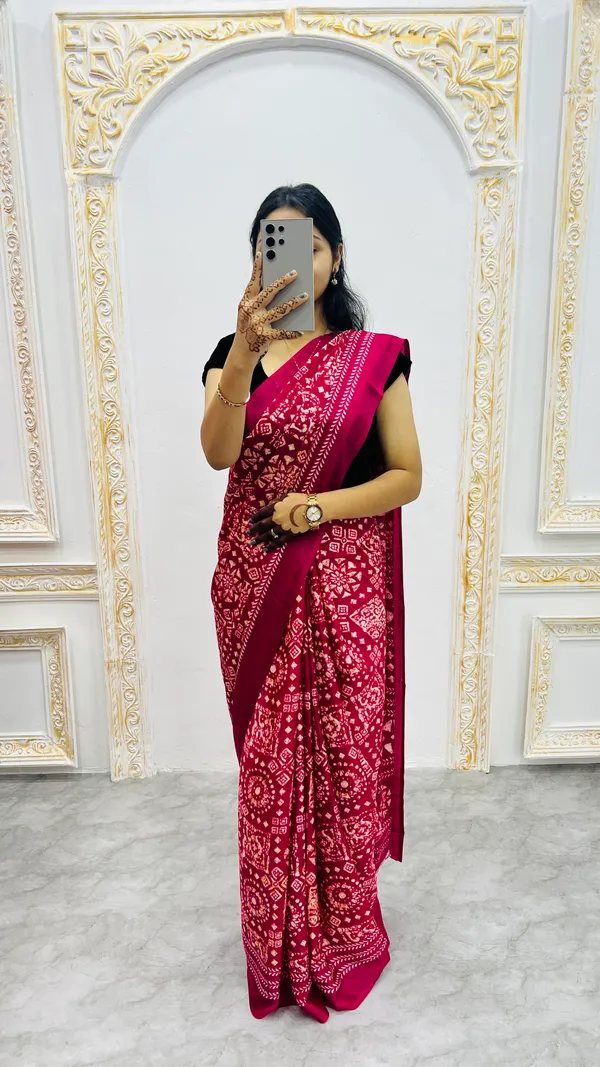 Premium_Ajrakh_Model_Silk_Saree_For_Women_New_Ajrakh_Saree
Women