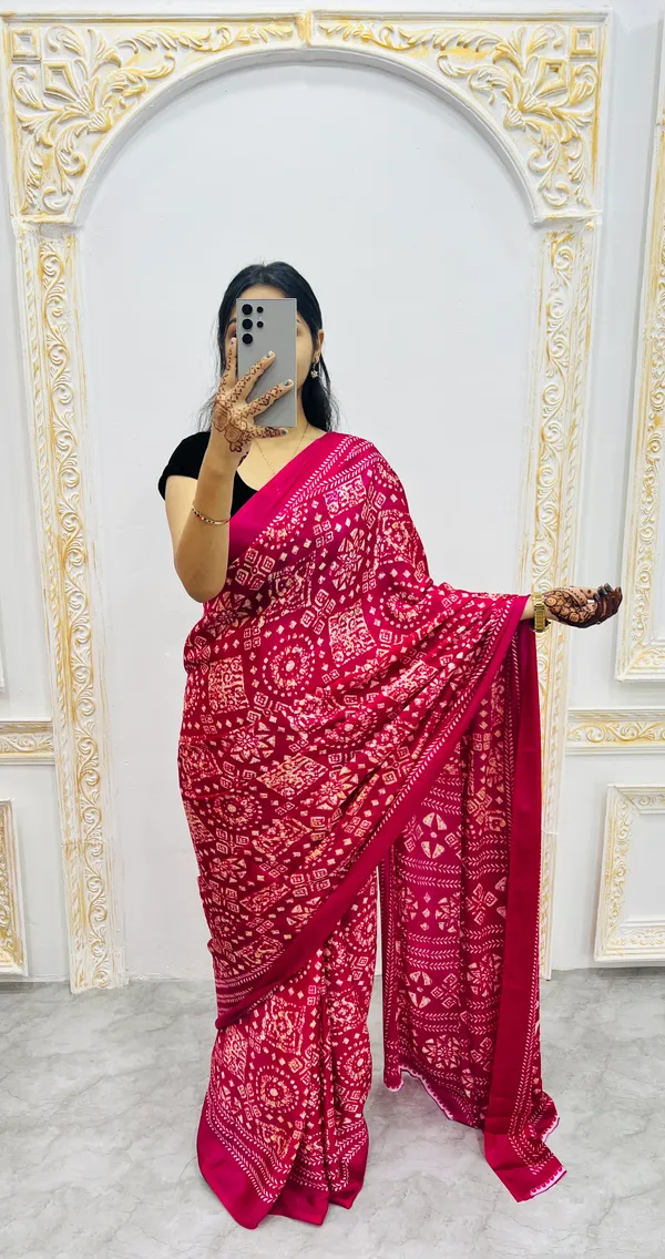 Premium_Ajrakh_Model_Silk_Saree_For_Women_New_Ajrakh_Saree
Women