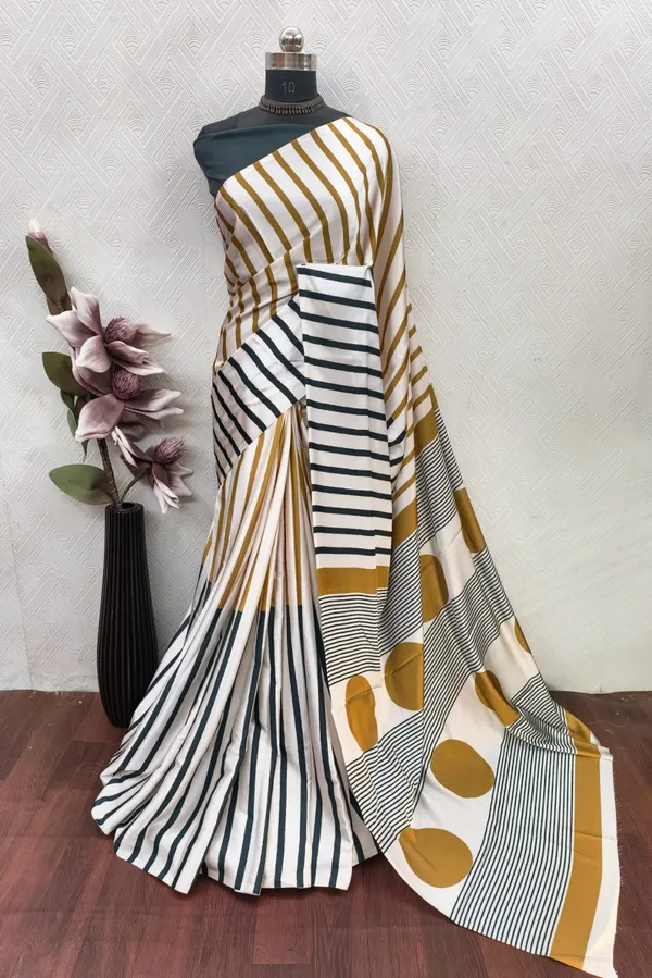Black_&_Beige_Ajrakh_Modal_Satin_Silk_Saree_with_Folk_Animal_Motifs_|_Premium_Soft_Silk_Saree