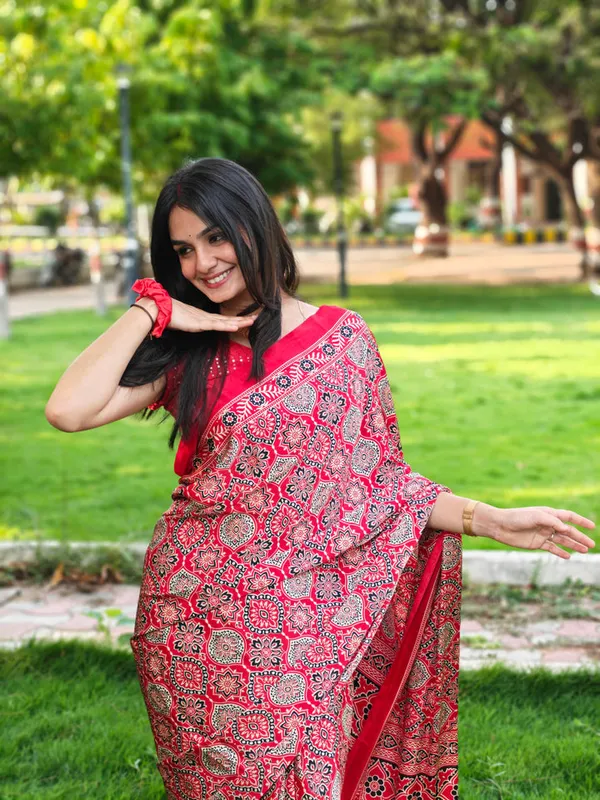 Red_Ajrakh_Printed_Soft_Modal_Silk_Natural_Print_Saree