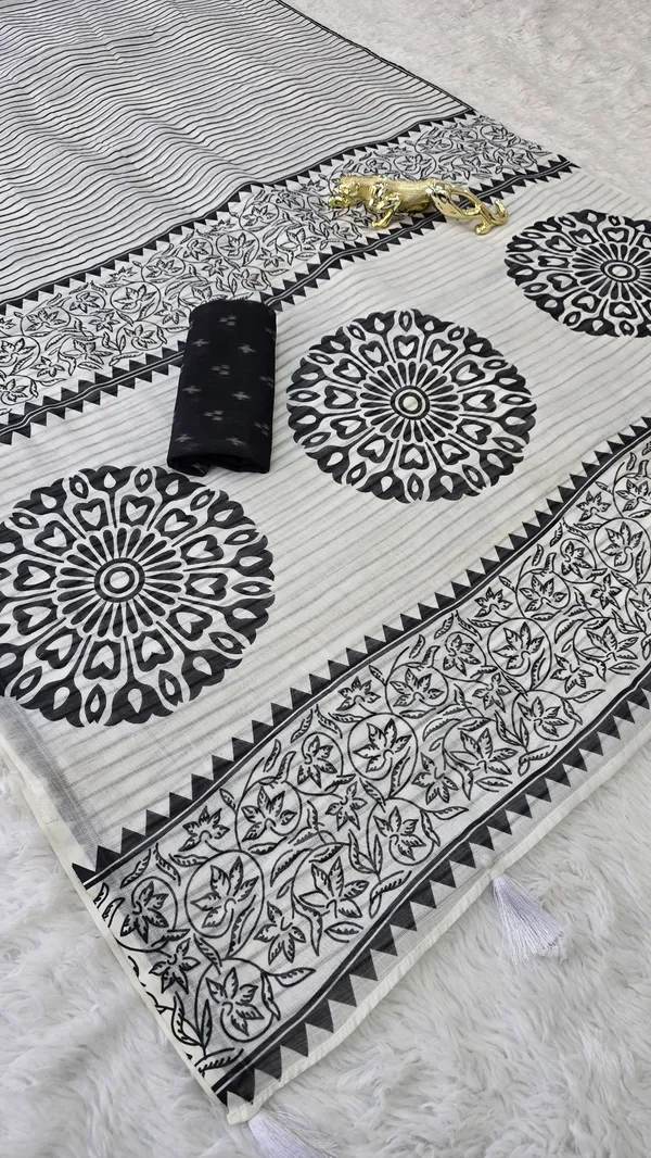Linen_Printed_Saree_with_Black_Stripe_Design_&_Ethnic_Motif_Pallu