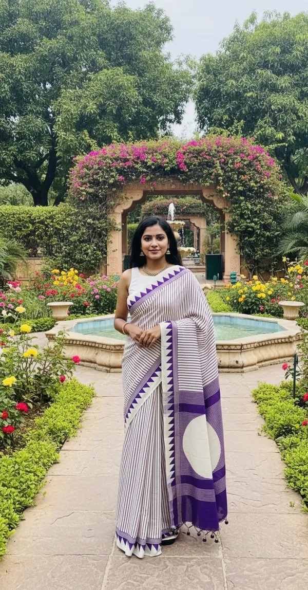 Purple_&_White_Striped_Modal_Silk_Saree_with_Circular_Pallu