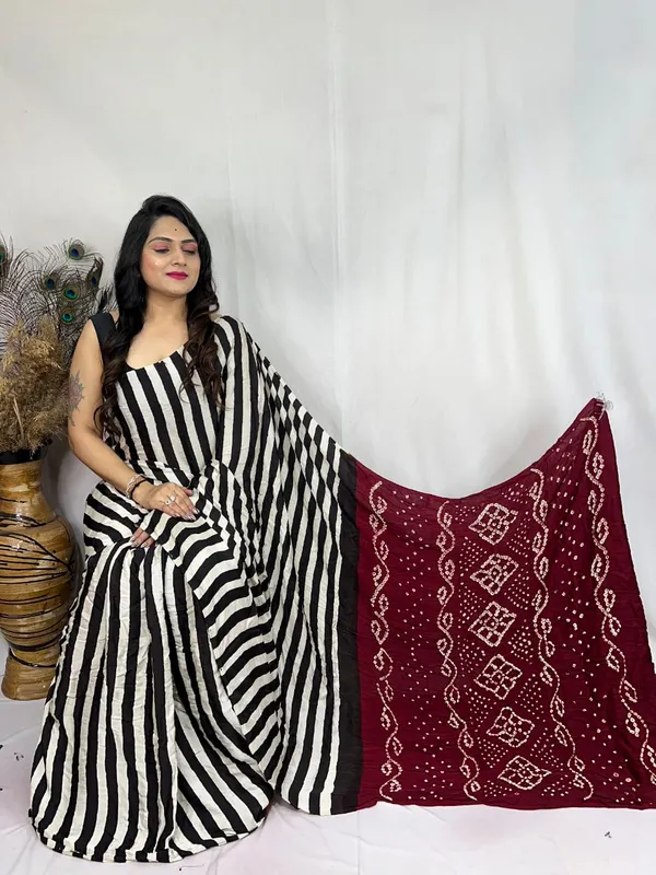 Premium_Ajrakh_Modal_Silk_Saree_for_Women_|_Classic_Stripe_Pattern