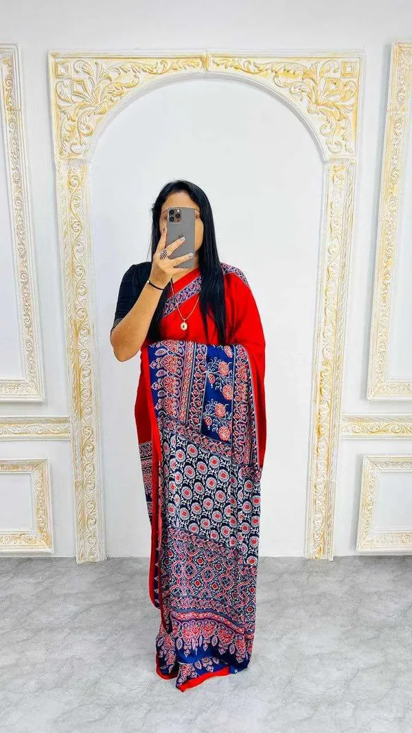 Red_&_Black_Ajrakh_Modal_Silk_Saree_|_Handcrafted_Traditional_Saree_Collection