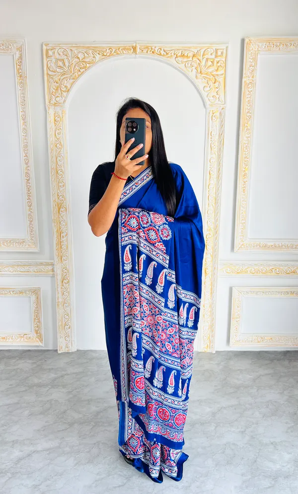 Premium_Ajrakh_Model_Silk_Saree_For_Women_New_Ajrakh_Saree
Women