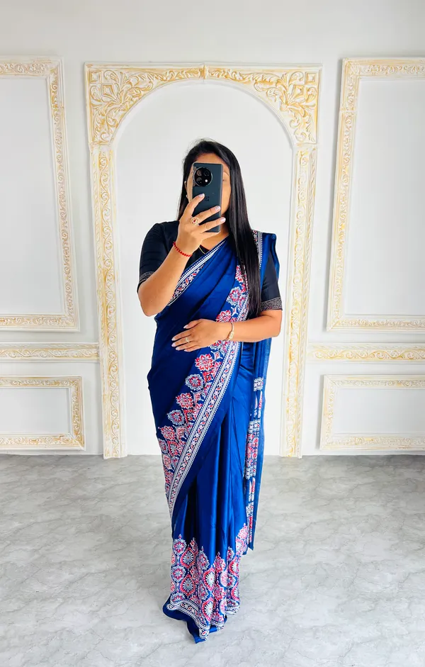 Premium_Ajrakh_Model_Silk_Saree_For_Women_New_Ajrakh_Saree
Women