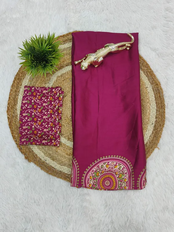 Wine_Modal_Ajrakh_Printed_Silk_Saree