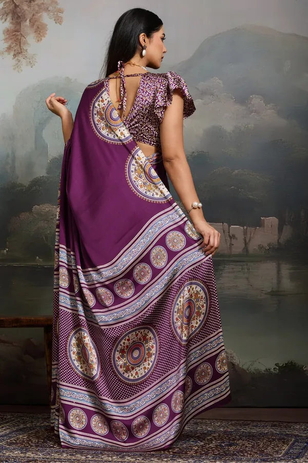 Wine_Modal_Ajrakh_Printed_Silk_Saree