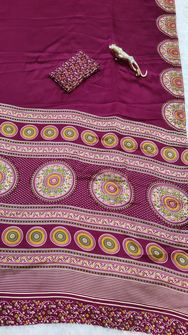 Wine_Modal_Ajrakh_Printed_Silk_Saree