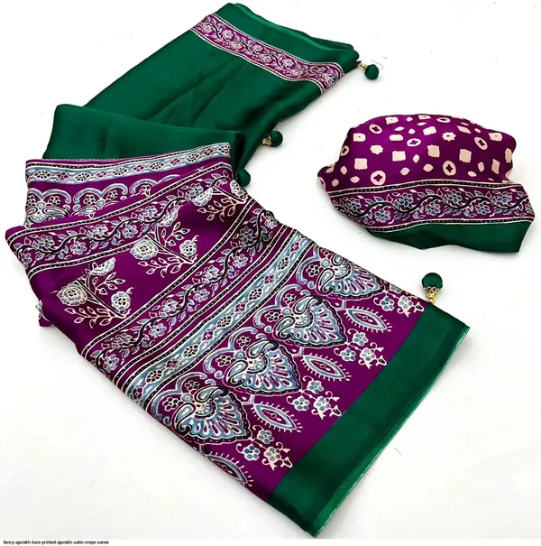 Purple_Ajrakh_Satin_Crepe_Saree_with_Green_Border