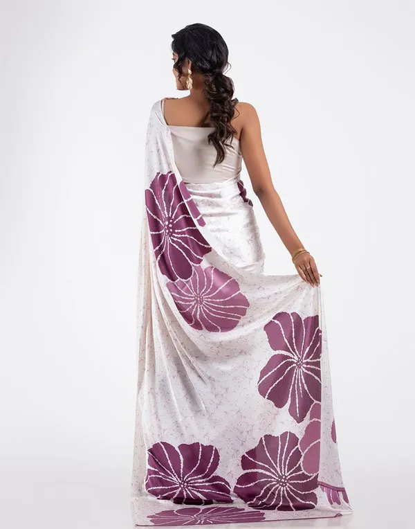 White_&_Mauve_Floral_Digital_Print_Saree_�_Graceful_Contemporary_Wear