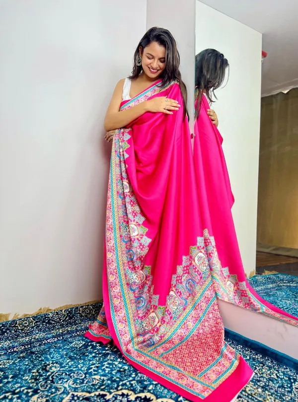 Rani_Pink_Digital_Print_Saree_with_Artistic_Border_|_Trending_Designer_Saree_for_Women