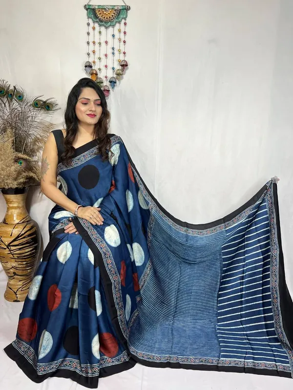 Authentic_Ajrakh_Modal_Silk_Saree_|_Soft_Polka_Dot_Saree_for_Festive_Wear