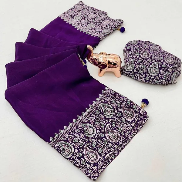 Designer_Ajrakh_Satin_Saree_|_Purple_Floral_Printed_Saree_with_Tassel_Detailing_|_Luxury_Party_&_Festive_Wear_Saree