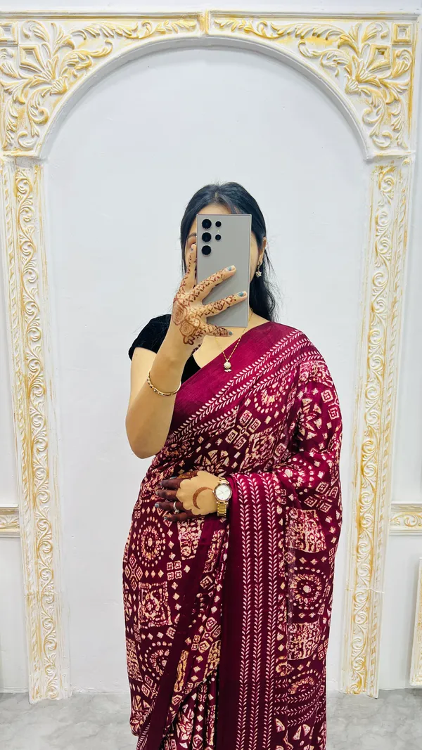 Premium_Ajrakh_Model_Silk_Saree_For_Women_New_Ajrakh_Saree
Women