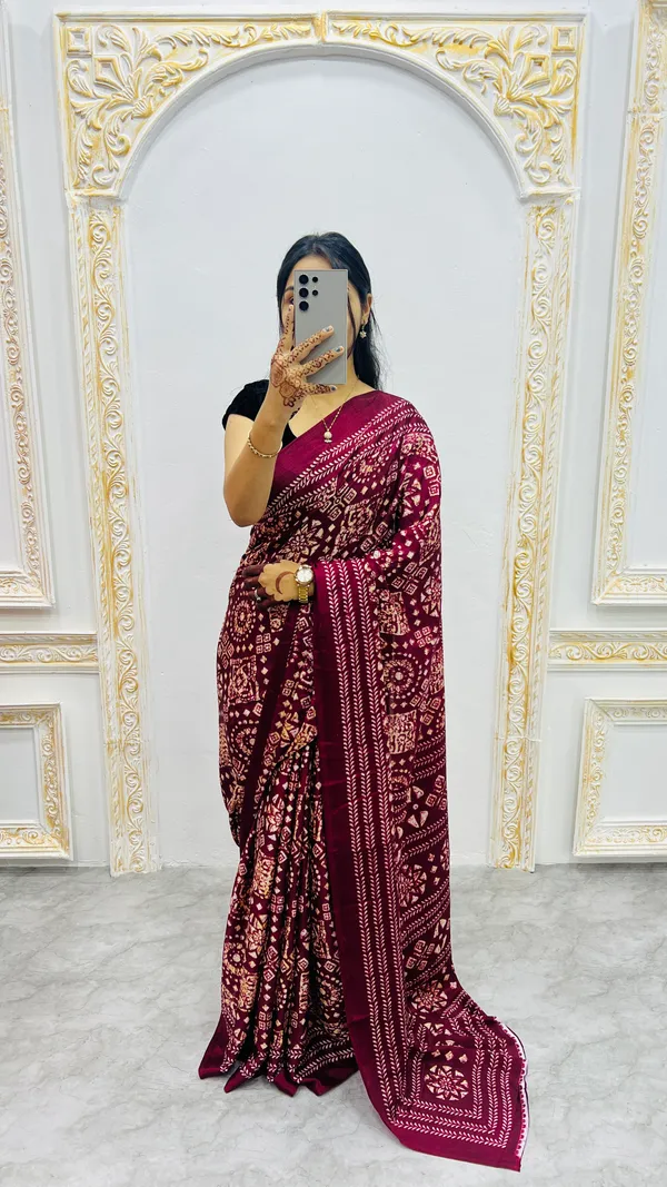 Premium_Ajrakh_Model_Silk_Saree_For_Women_New_Ajrakh_Saree
Women
