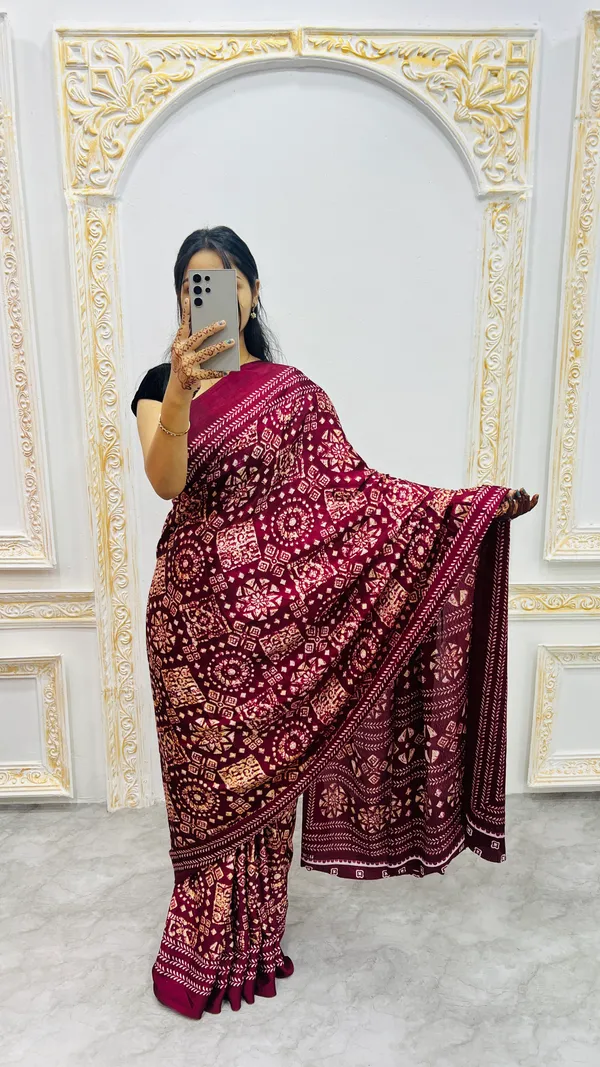 Premium_Ajrakh_Model_Silk_Saree_For_Women_New_Ajrakh_Saree
Women