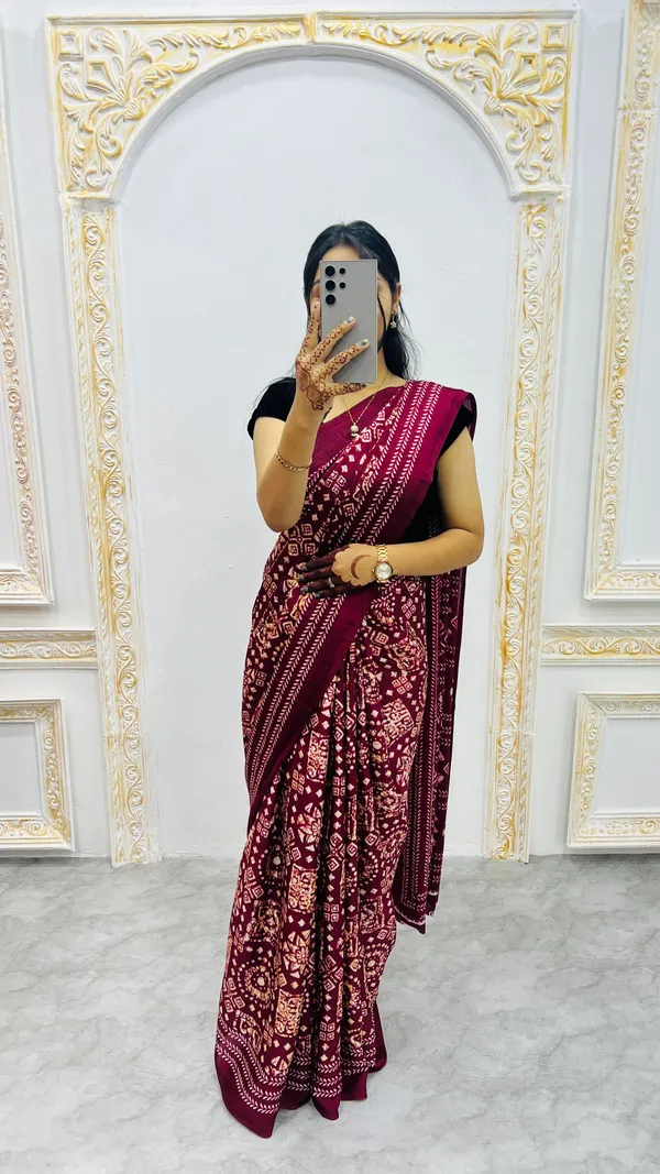 Premium_Ajrakh_Model_Silk_Saree_For_Women_New_Ajrakh_Saree
Women