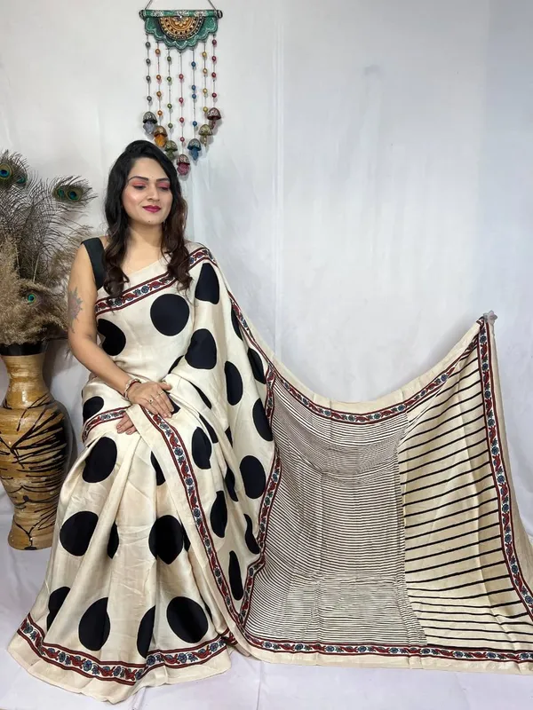 Premium_Ajrakh_Modal_Silk_Polka_Dot_Saree_for_Women_|_Elegant_Indian_Ethnic_Wear