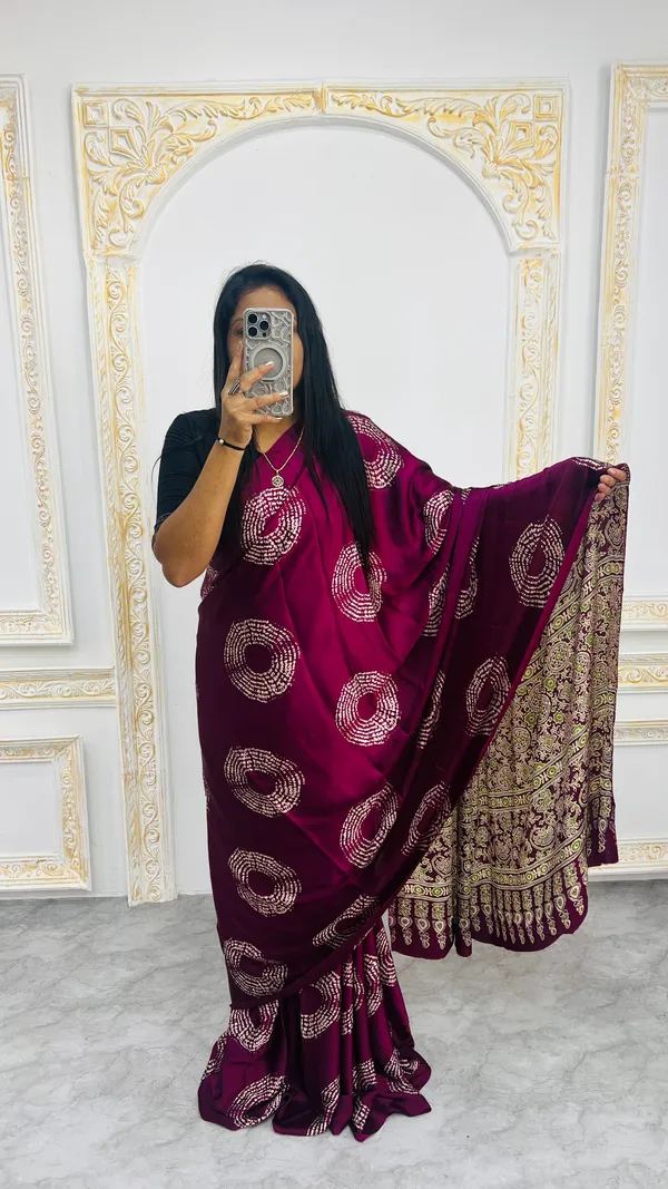 Luxury_Maroon_Ajrakh_Modal_Silk_Saree_for_Festive_&_Wedding_Wear_|_Handcrafted_Indian_Saree