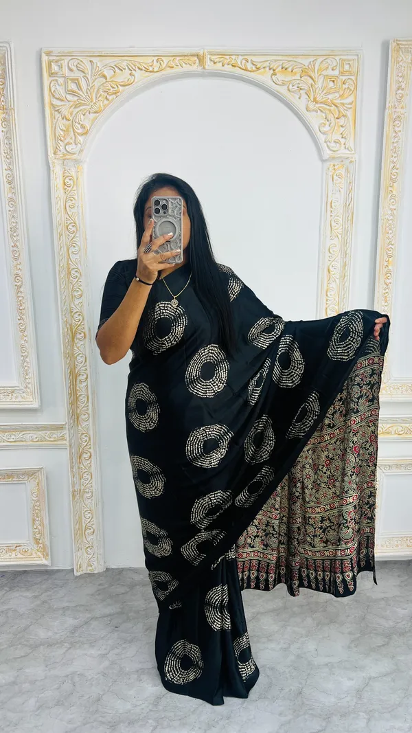Premium_Ajrakh_Modal_Silk_Saree_with_Traditional_Art_Motifs_|_Indian_Heritage_Saree
