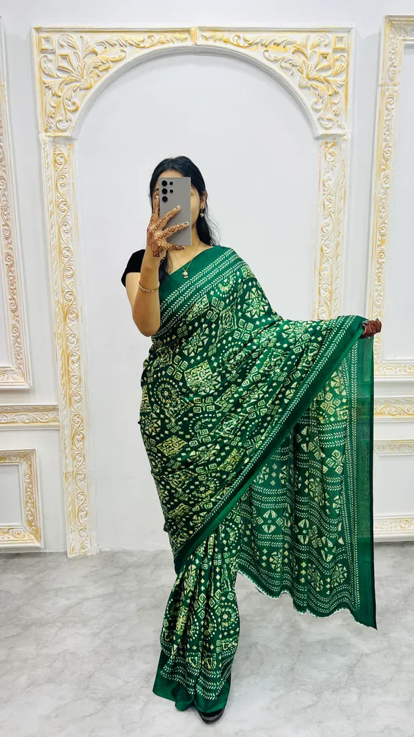 Premium_Ajrakh_Model_Silk_Saree_For_Women_New_Ajrakh_Saree
Women