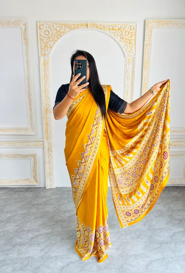Premium_Ajrakh_Model_Silk_Saree