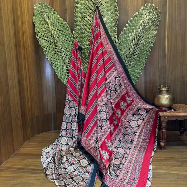 Red_Ajrakh_Printed_Soft_Modal_Silk_Natural_Print_Saree