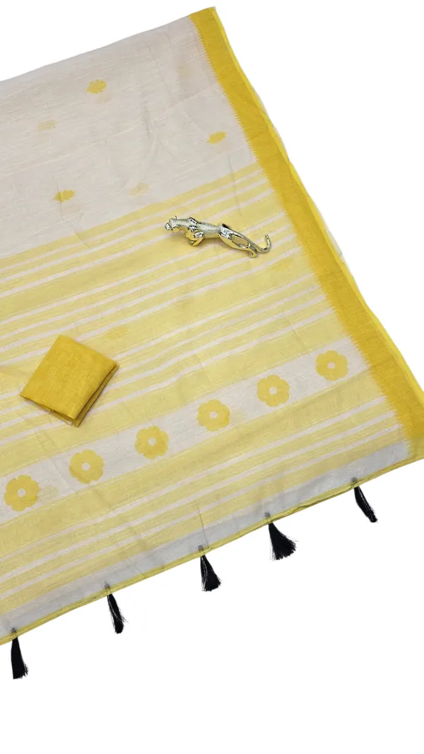 Designer_Yellow_Linen_Saree_with_Elegant_Border_&_Traditional_Pallu_|_Premium_Soft_Linen_Saree