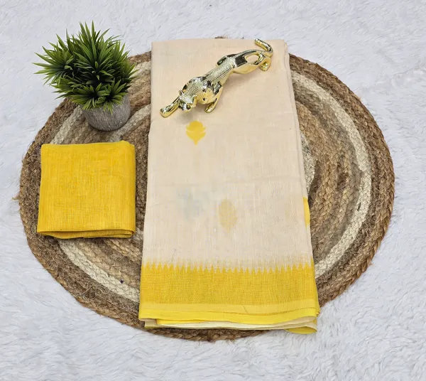 Designer_Yellow_Linen_Saree_with_Elegant_Border_&_Traditional_Pallu_|_Premium_Soft_Linen_Saree
