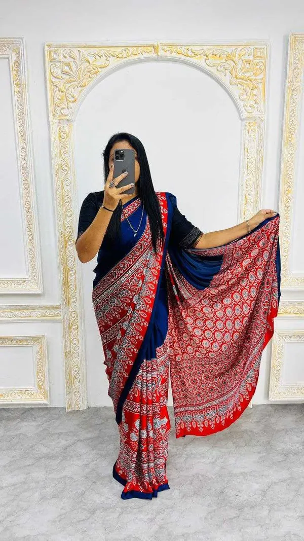 Ajrakh_Modal_Silk_Saree_Online_|_Traditional_Print_Saree_with_Rich_Borders