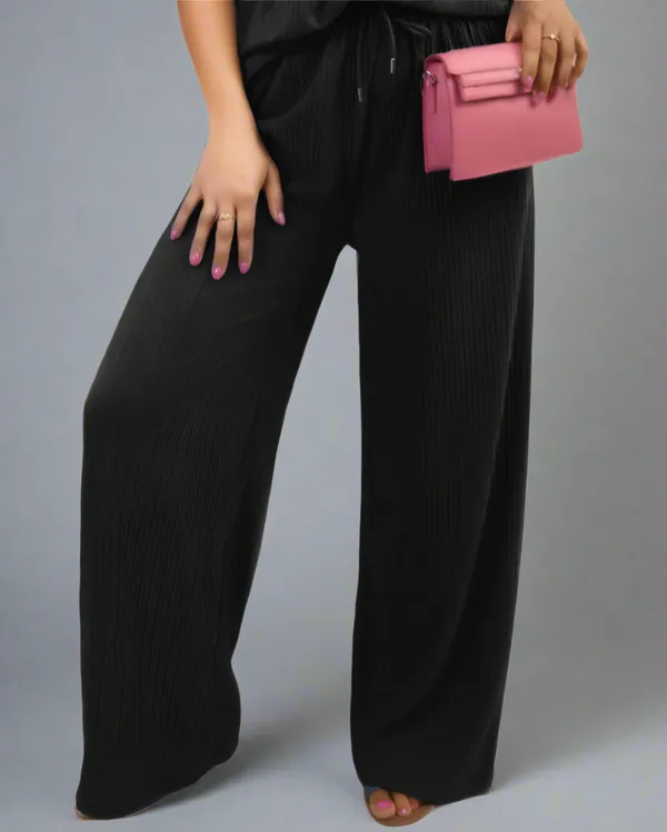 Black_Ribbed_Lycra_Premium_Ribbed_Tee_&_Pocket_Wide_Leg_Pants_Set