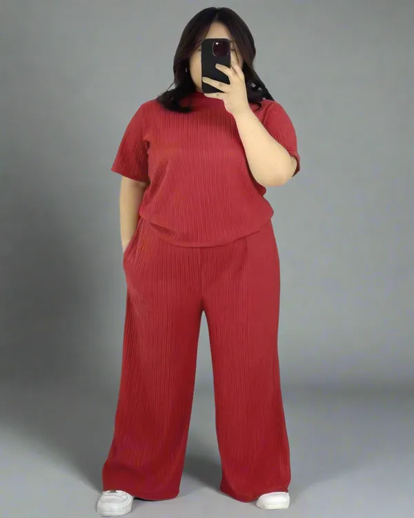 Carmine_Red_Premium_Ribbed_Tee_&_Pocket_Wide_Leg_Pants_Set