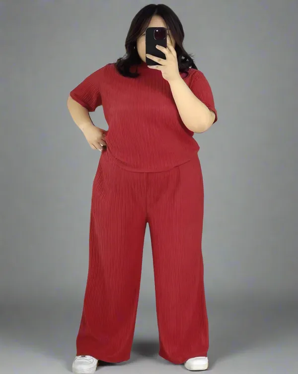 Carmine_Red_Premium_Ribbed_Tee_&_Pocket_Wide_Leg_Pants_Set
