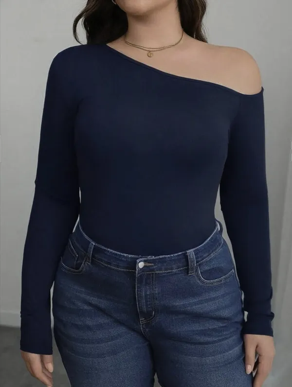 Navy_Blue_Ribbed_Lycra_Premium_Asymmetric_Shoulder_Ribbed_Top