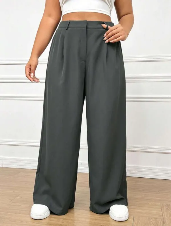 Grey_Twill_Lycra_Premium_Plicated_Hem_Wide_Leg_High_Waisted_Pants