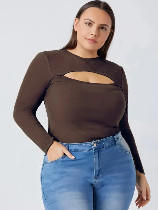 Brown_Ribbed_Lycra_Premium_Cutout_Neck_Ribbed_Top