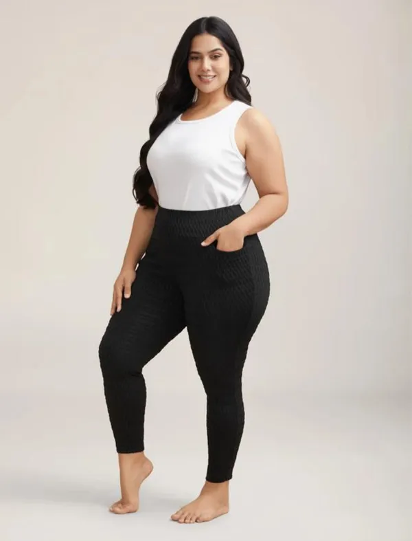 Black_Honeycomb_Lycra_Premium_Textured_Wide_Waistband_Pocket_Leggings