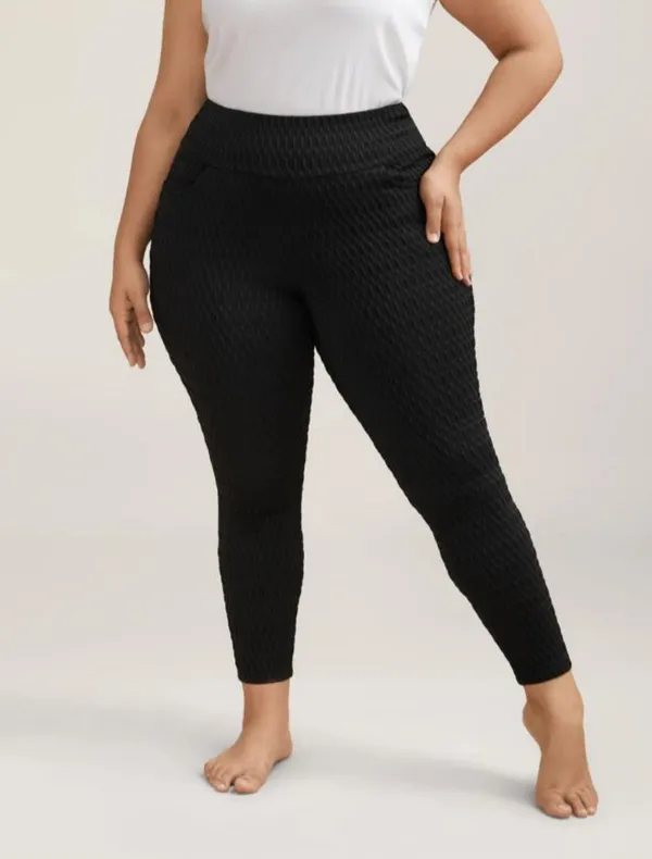 Black_Honeycomb_Lycra_Premium_Textured_Wide_Waistband_Pocket_Leggings