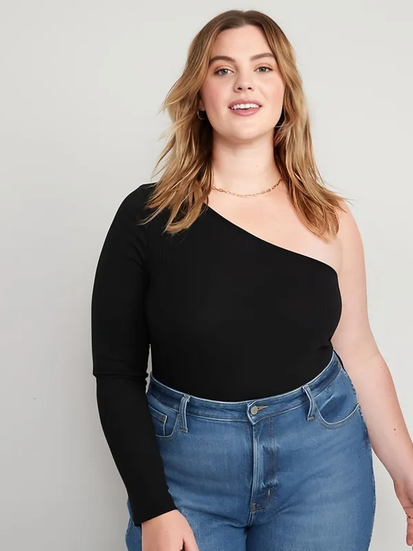 Black_Ribbed_Lycra_Premium_One_Sleeve_Ribbed_Top
