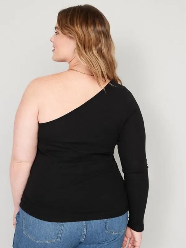Black_Ribbed_Lycra_Premium_One_Sleeve_Ribbed_Top