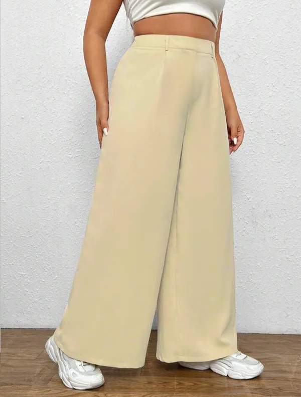 Cream_Twill_Lycra_Everyday_Slip_On_Pocket_Wide_Leg_High_Waisted_Pants
