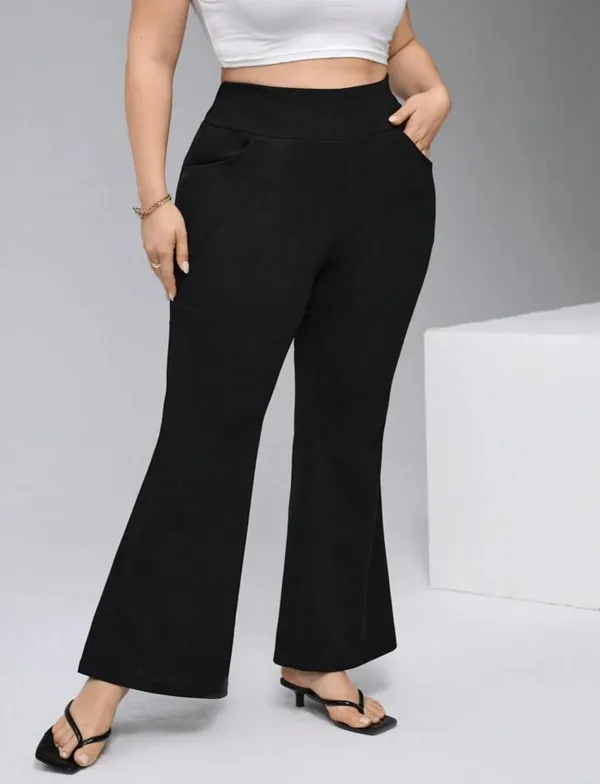 Black_Twill_Lycra_Premium_Flare_Leg_High_Waisted_Pants