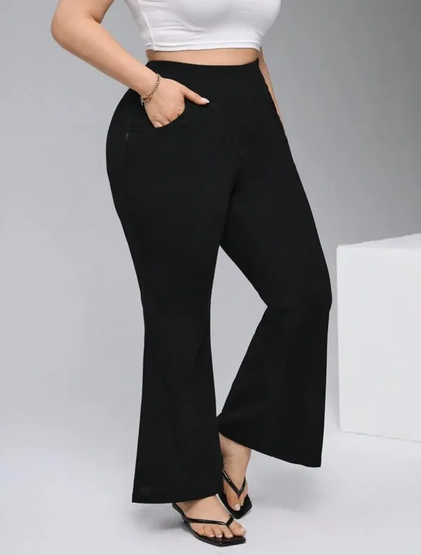 Black_Twill_Lycra_Premium_Flare_Leg_High_Waisted_Pants