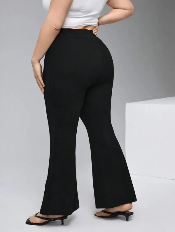 Black_Twill_Lycra_Premium_Flare_Leg_High_Waisted_Pants