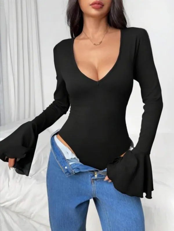 Black_Premium_Flare_Sleeve_Ribbed_Bodysuit