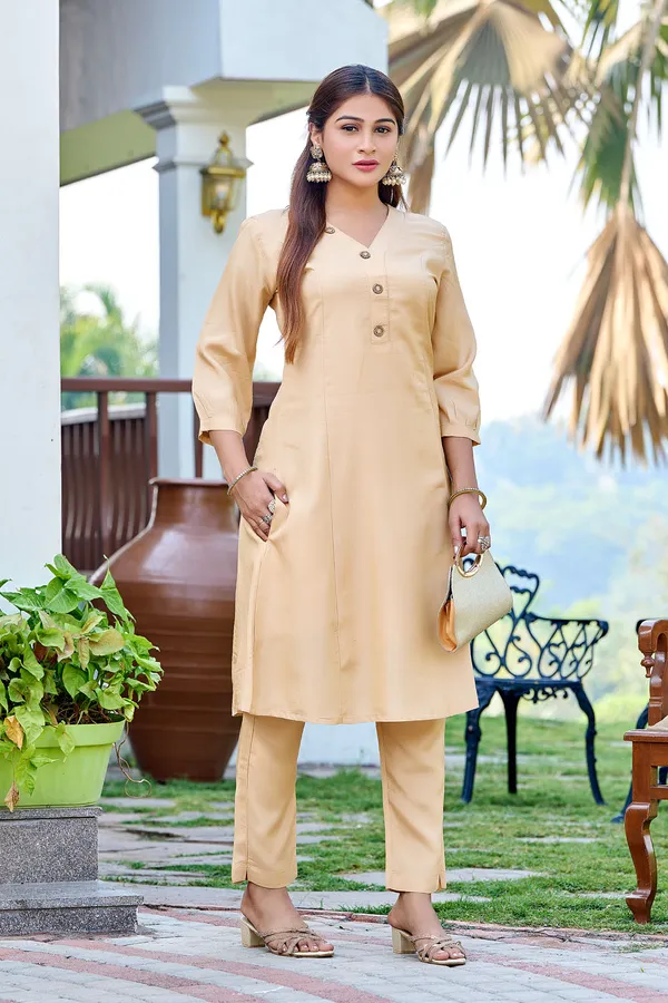 Light_Gold_Art_Silk_Plain_Co-Ord_Set_For_Women