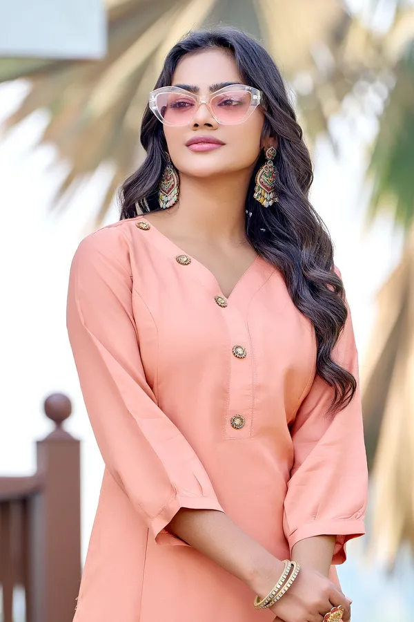 Peach_Art_Silk_Plain_Co-Ord_Set_For_Women