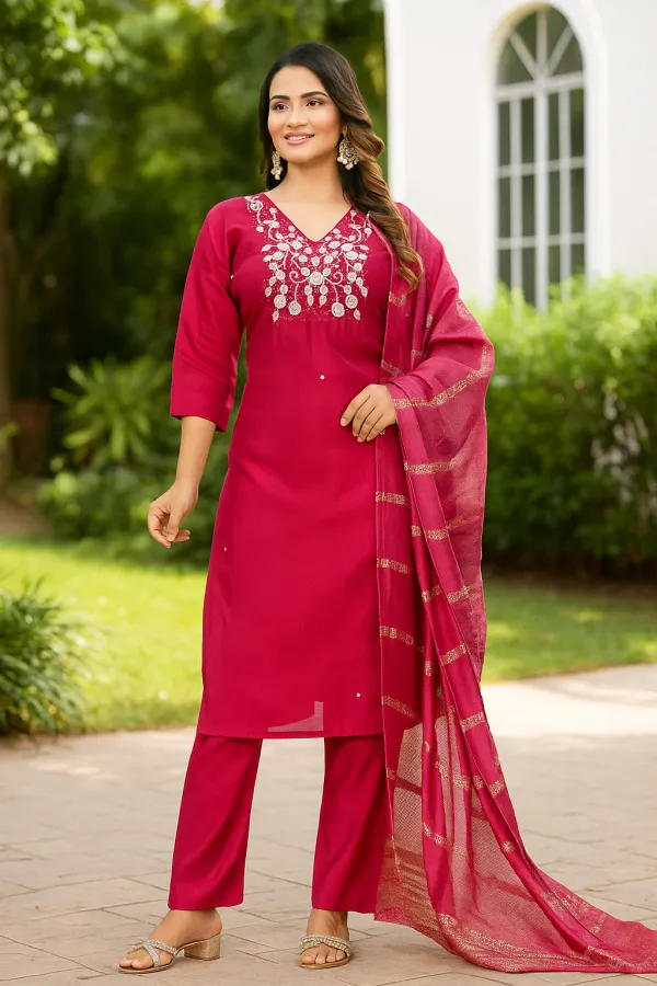 Lovely_Pink_Beautiful_Kurta_Set_With_Pant_And_Dupatta_For_Women